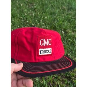 Vintage GMC Trucks Trucker Hat Cap Patch USA MADE Retro Automotive Red
